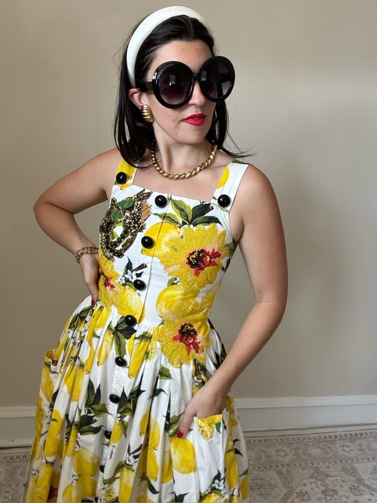 Dolce & Gabbana Dresses & Skirts - Dolce gabbana lemon print cotton dress 
Size 38 fits quite small!